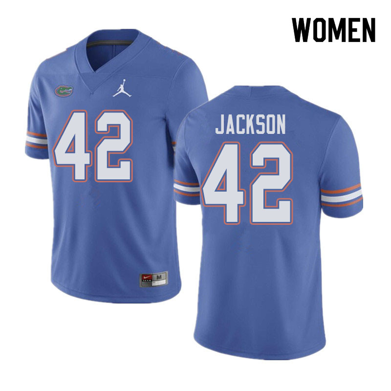 Jordan Brand Women #42 Jaylin Jackson Florida Gators College Football Jerseys Sale-Blue - Click Image to Close